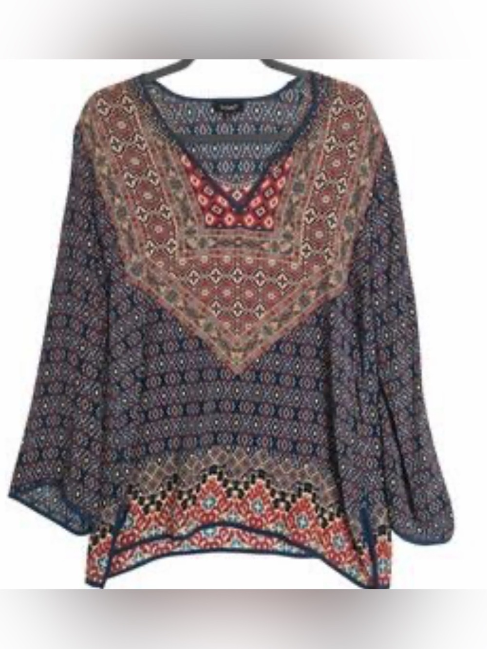 Tolani from Anthropologie, Monochrome Printed Silk Blouse, Size Large